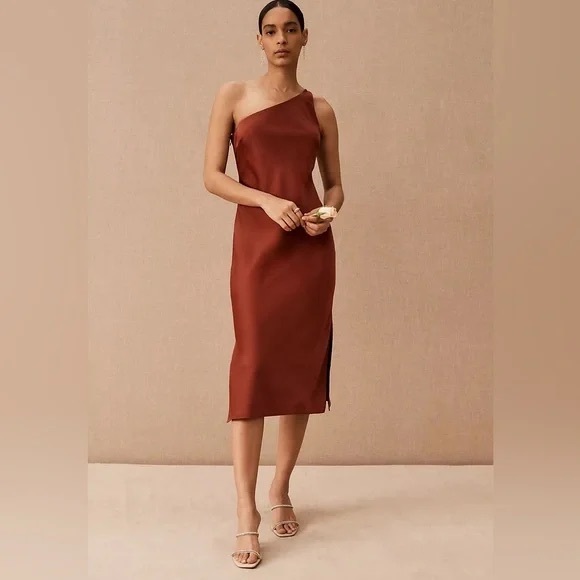 BHLDN Audrie One-Shoulder Satin Dress By Anthropologie!!🔥🔥🔥